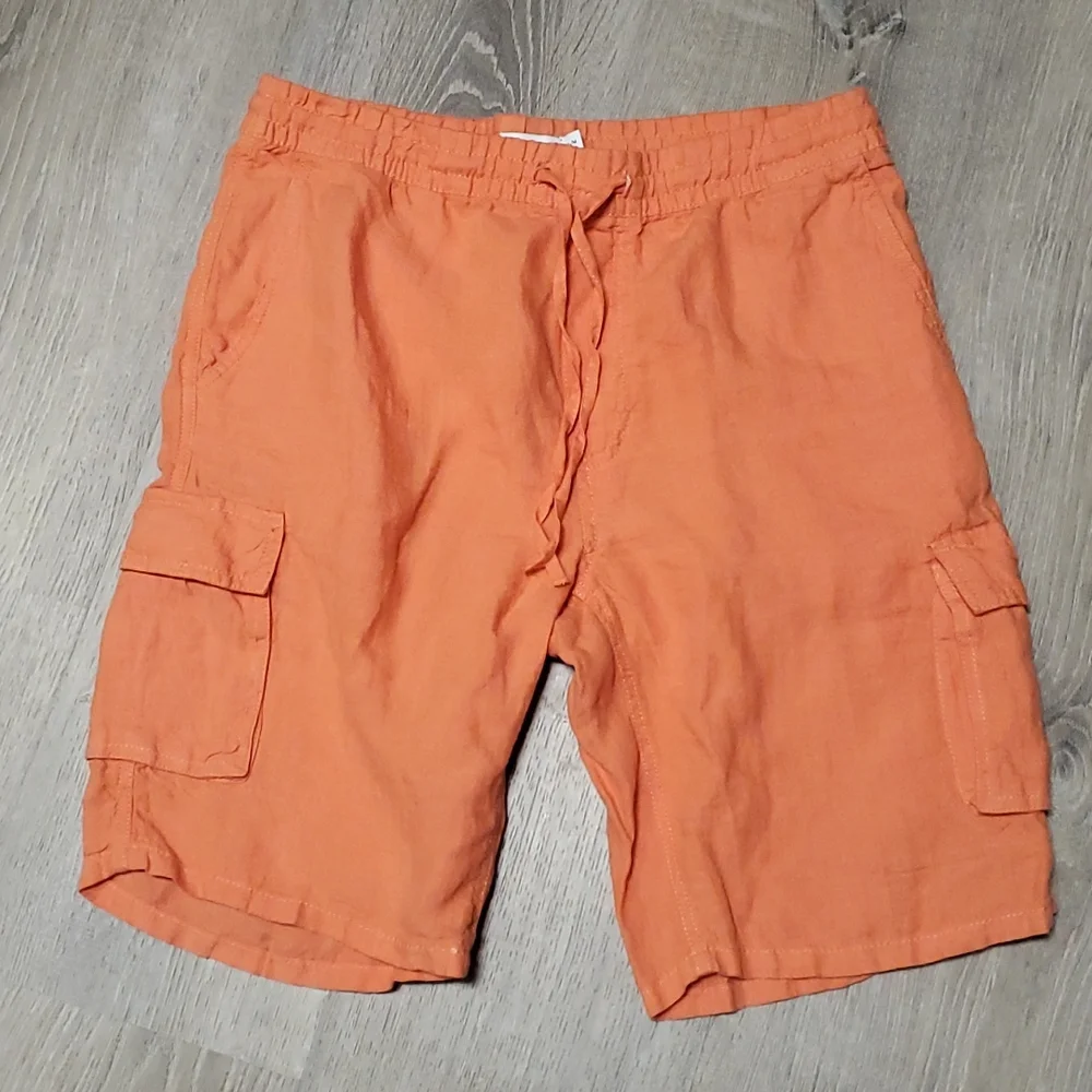 Onia orange linen cargo short men size M