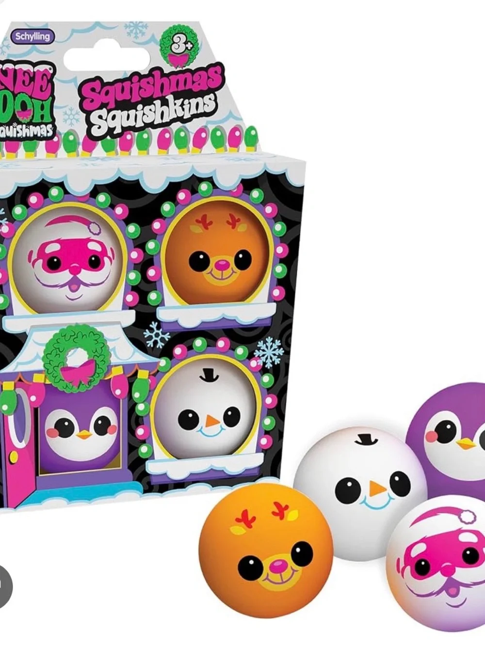 Schylling NeeDoh Squishmas Squishkins Holiday 4 pk- RARE Santa!!