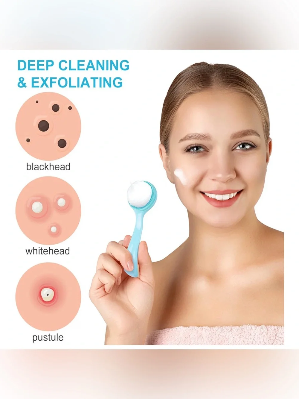 New! 3pcs Silicone Manual Face Scrubber, Soft Face Scrubber Exfoliator