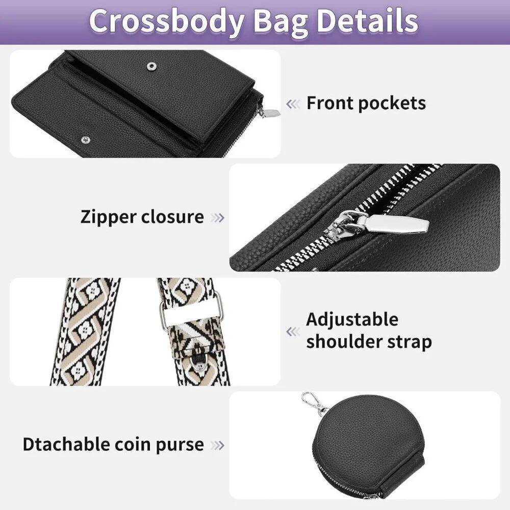 Small Crossbody Purse for Women Soft PU Wallet Phone Bag with Coin Pouch