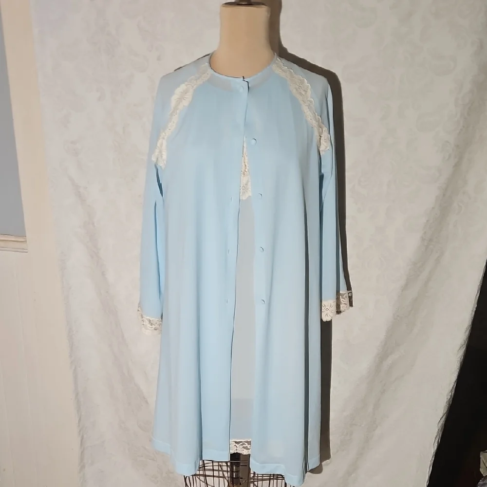 Vintage Van Raalte Robe And Chemise Peignoire Set. Size Small