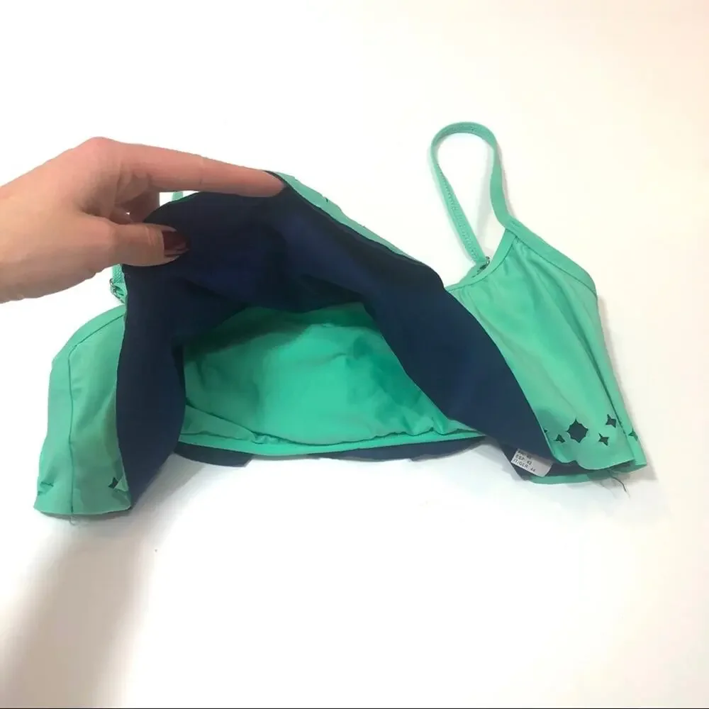 Splendid Sunblock Ruffle crop bikini swim top