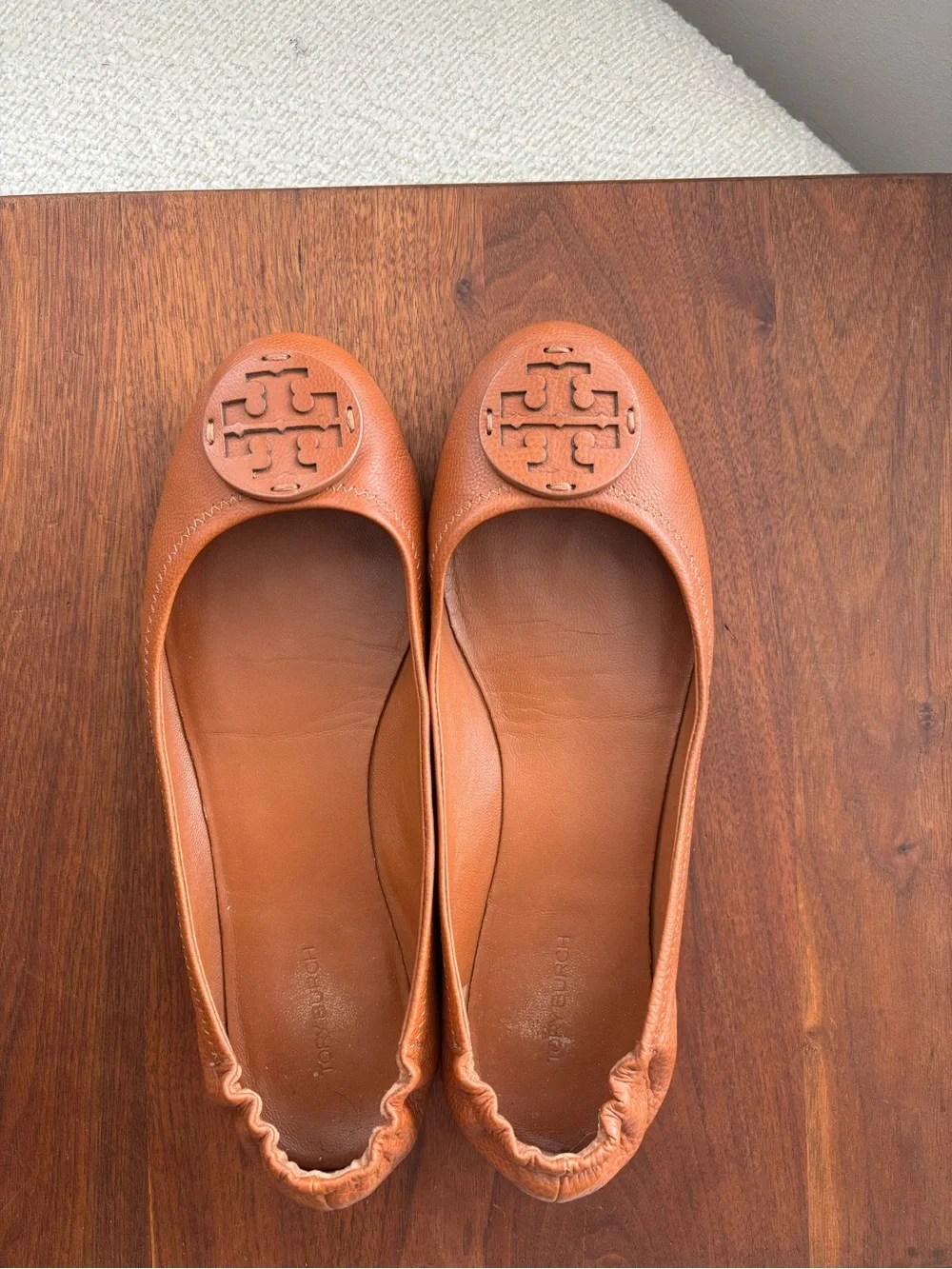 Tory Burch Leather Minnie Travel Ballet Flats in Vintage Vachetta