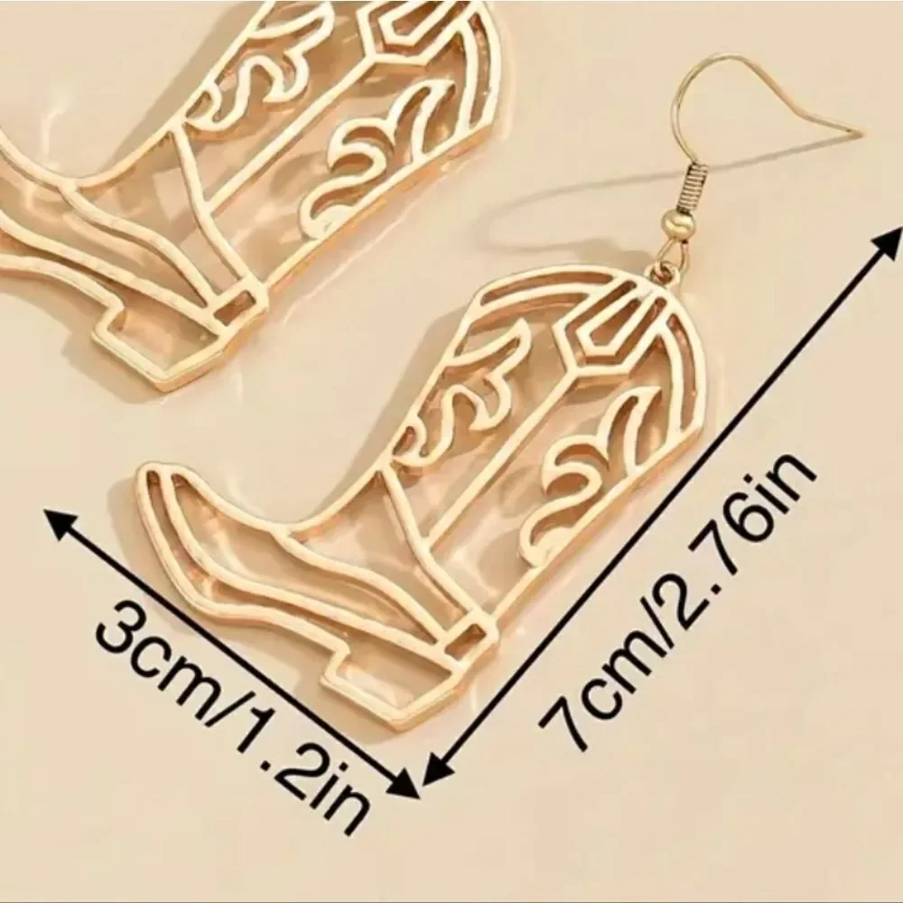Gold Cowboy Boot Earrings Western Cowgirl Nashville Jewelry Rodeo Honky Tonk Fun