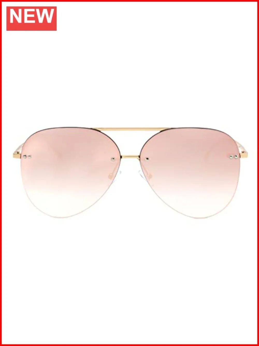 Retro Rimless Aviator Sunglasses Oversized Gradient Mirrored Lens UV Protection