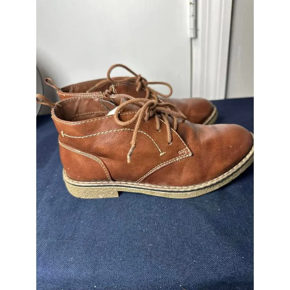 Wonder‎ Nation | Brown Faux Leather Lace-Up Chukka Boots | Youth Size 1