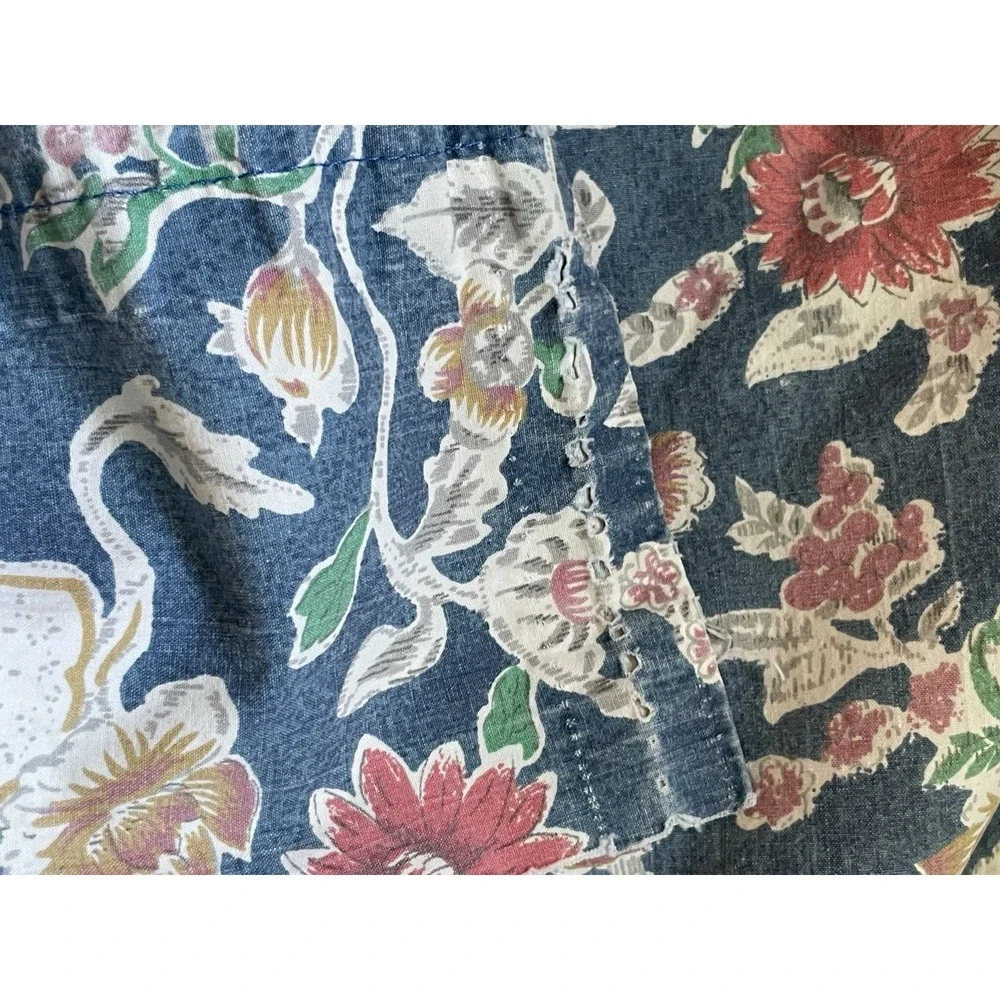 Vintage Ralph Lauren Jardin Queen Flat Sheet & 2 Standard Pillowcases FLAWED