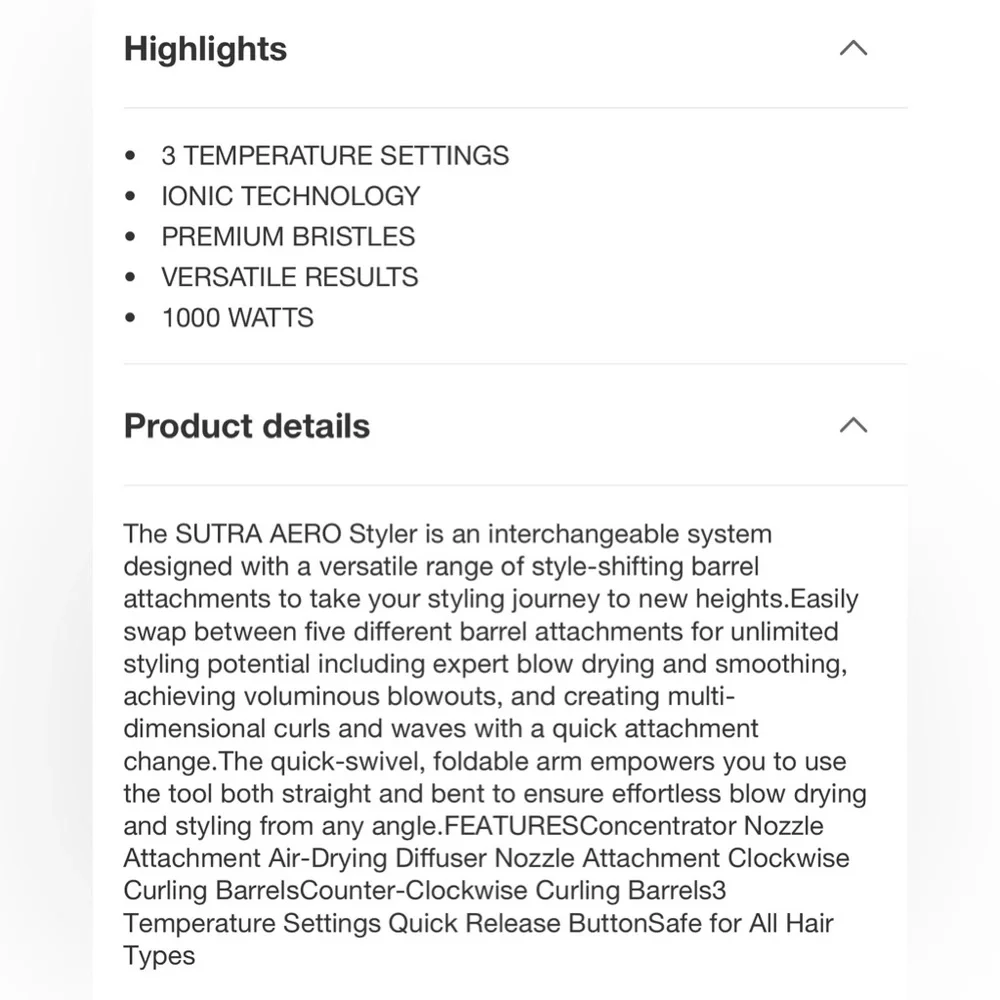 Sutra aero styler