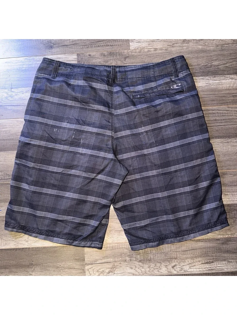 O'Neill Men Shorts 38 Black Plaid Swimwear Board Shorts Logo 11
