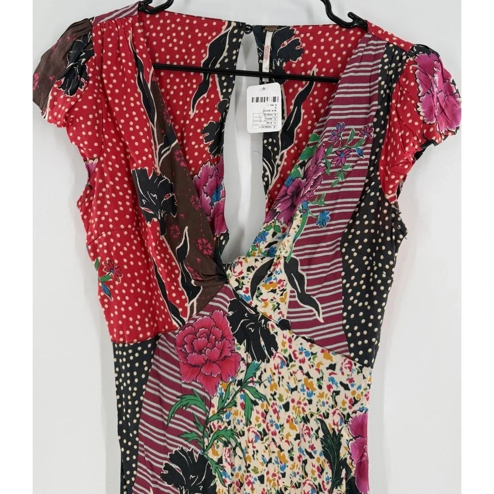 Free People Echo Chamber Maxi Dress Floral Size S Sundress Boho chic Patchwork