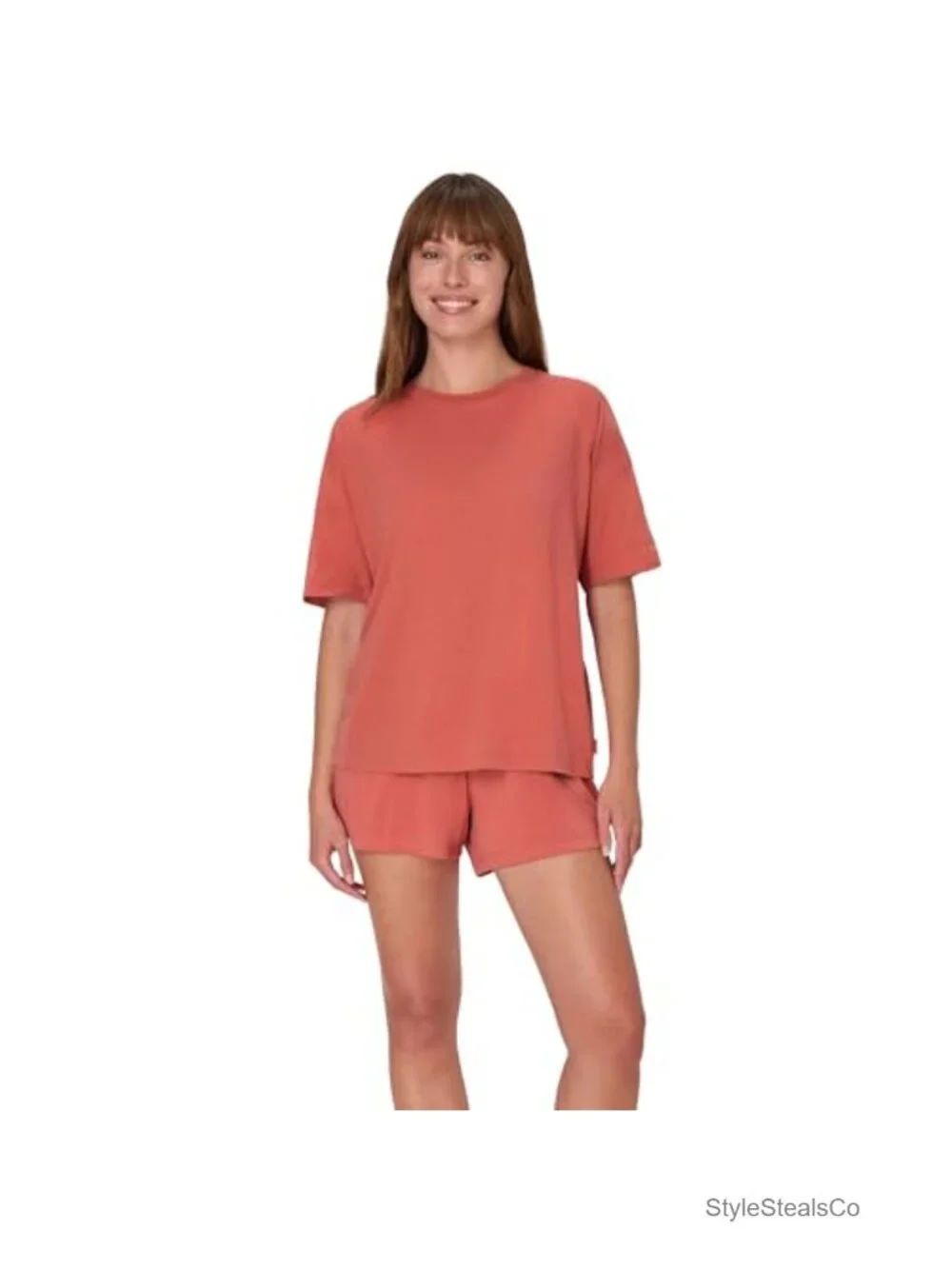 2-piece cotton blend pajama set with shorts and crew neck tee