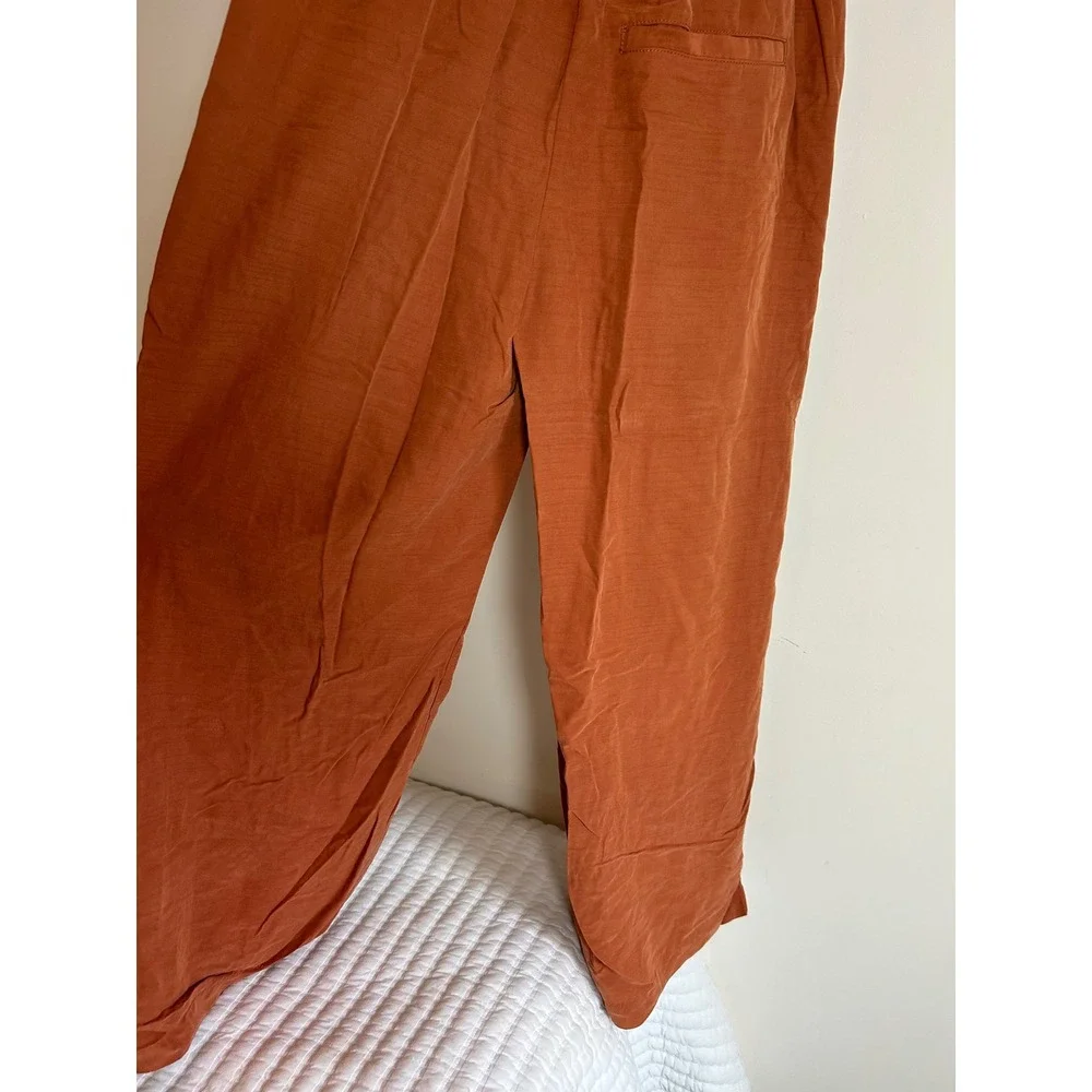 Free People Nothing to Say High Waisted Wide Leg Cropped trousers Rust Orange XS