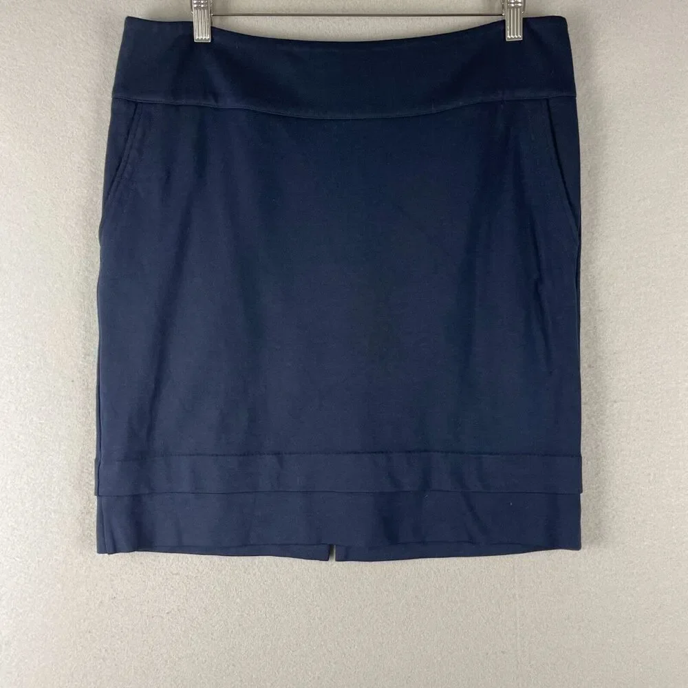 CAbi Lido‎ Tiered Pencil Skirt Womens 14 Blue Zipper Career Office Preppy 5051