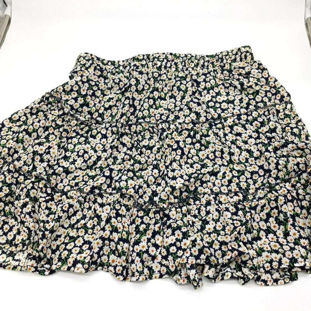 Women's High Waist Ruffle Skirt Flower Daisey Print Size‎ M Alelly