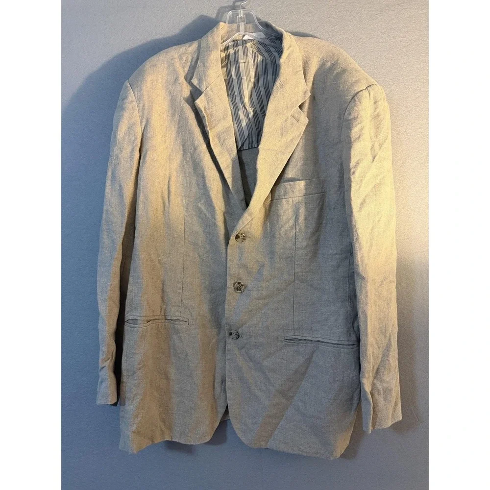 Gap Blazer Sport Coat Mens M Beige 100% Linen Summer Casual Jacket Lightweight