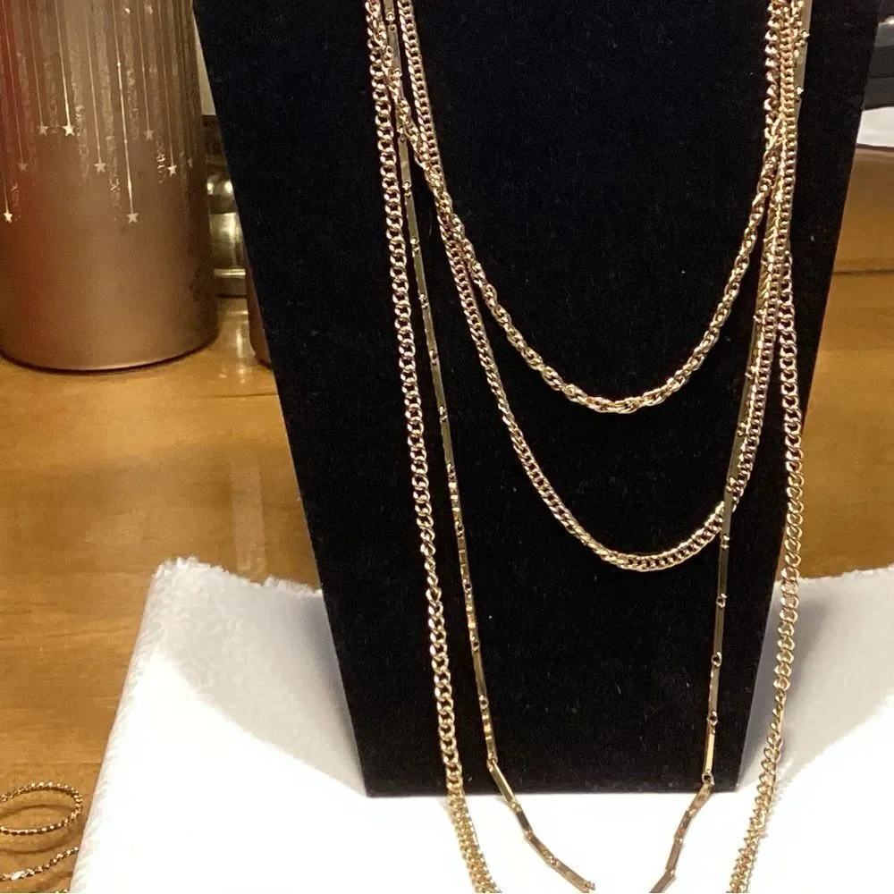 Multi Layers Goldtone Chain Necklace