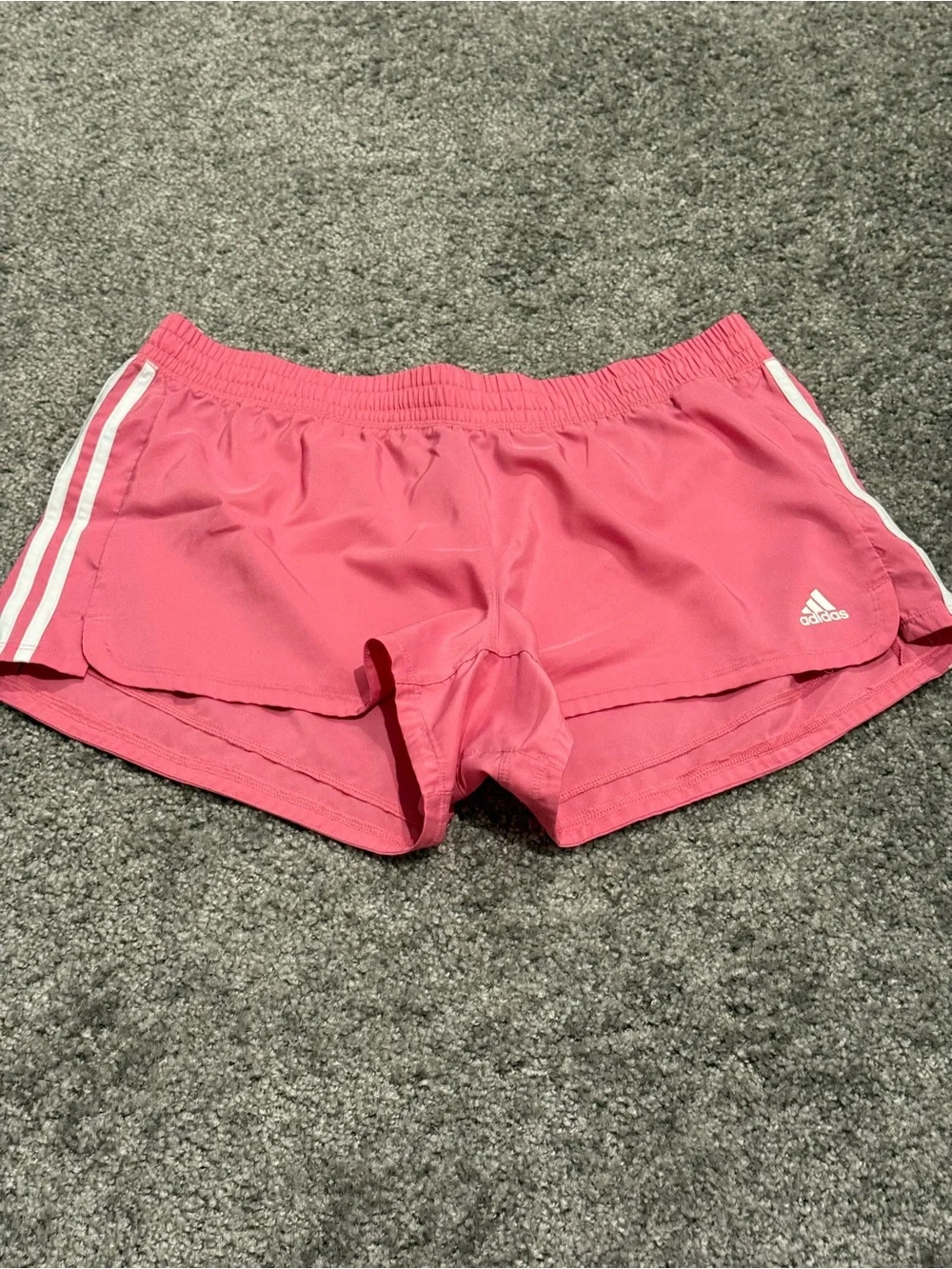 adidas Pink Running Shorts with White Stripes