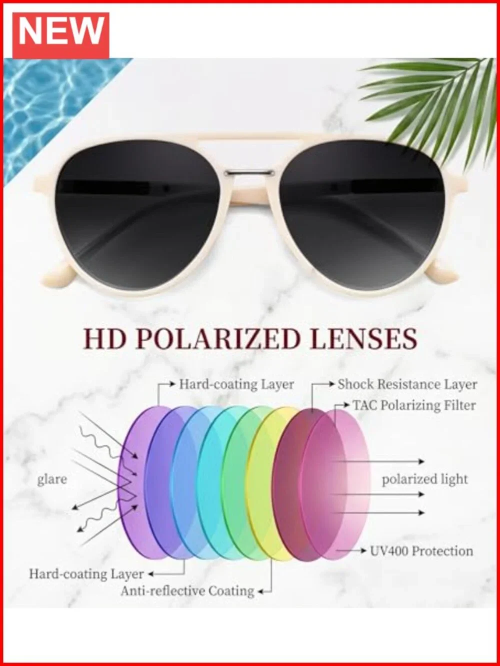 Retro Polarized Aviator Sunglasses UV400 Protection