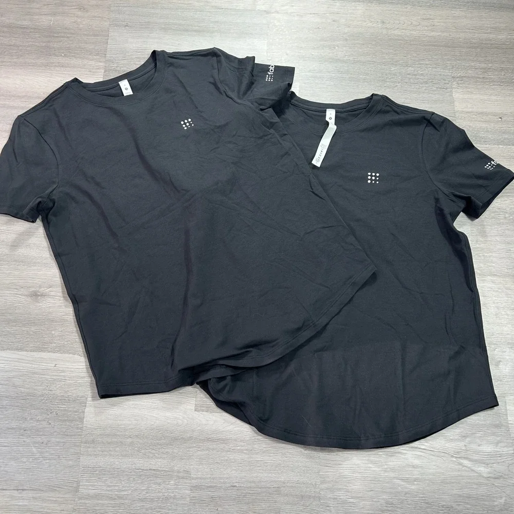 NWOT Set of 2 Lululemon Shirt Womens 10 Large Black Crew Tee Ladies