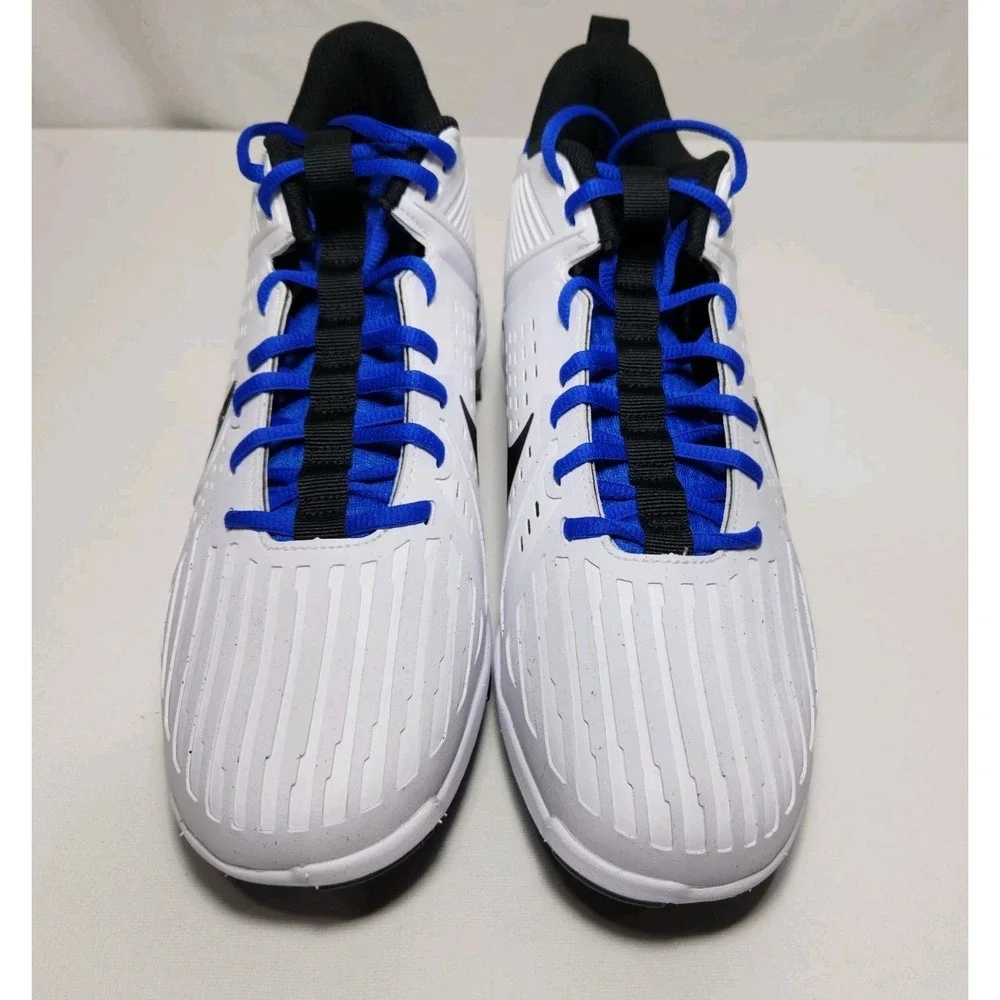 Nike Alpha Menace Strong Mens Size 10.5 Football Cleats‎ White / Blue II5139-101