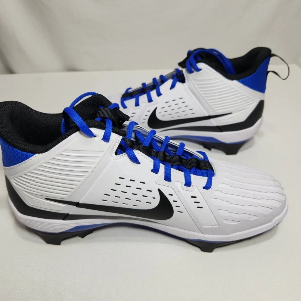 Nike Alpha Menace Strong Mens Size 10.5 Football Cleats‎ White / Blue II5139-101