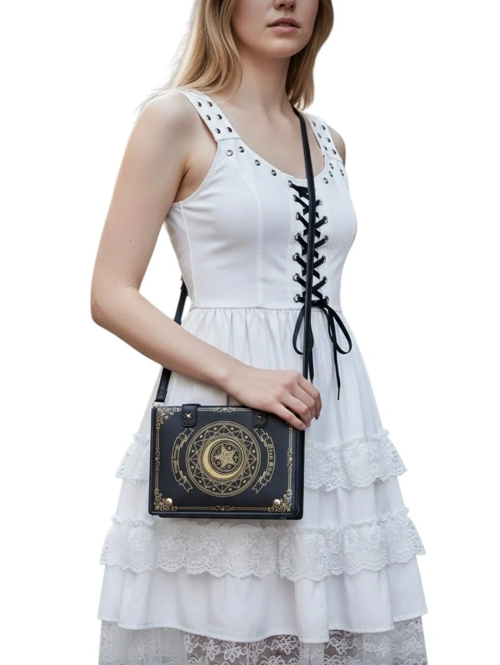 Morning Glory Celestial Star Moon Magic Book 3 Way Crossbody Shoulder Backpack