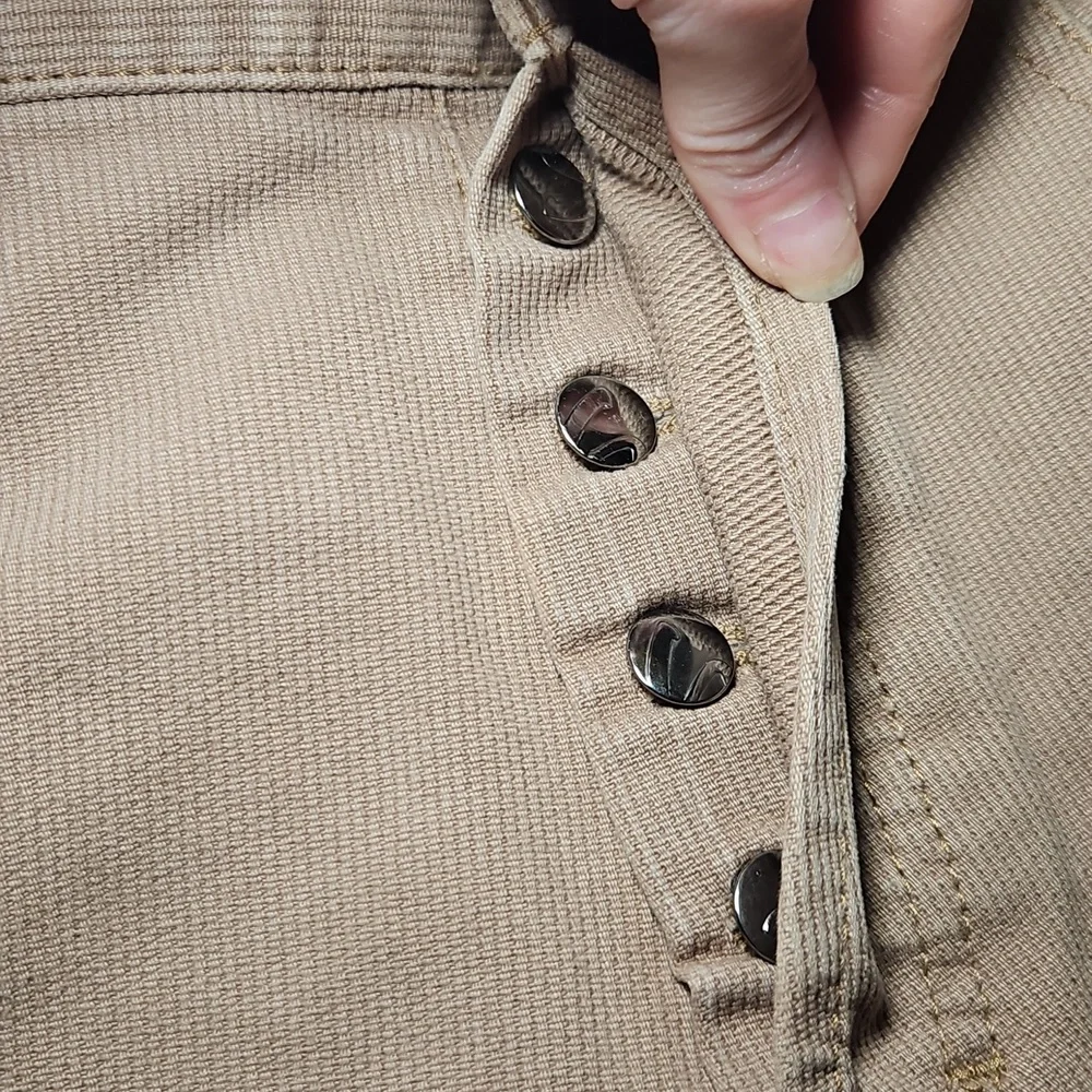 Ben Sherman Y2K Tan Corduroy-Feel Pants – 32x34, Multi-Button, Good Condition