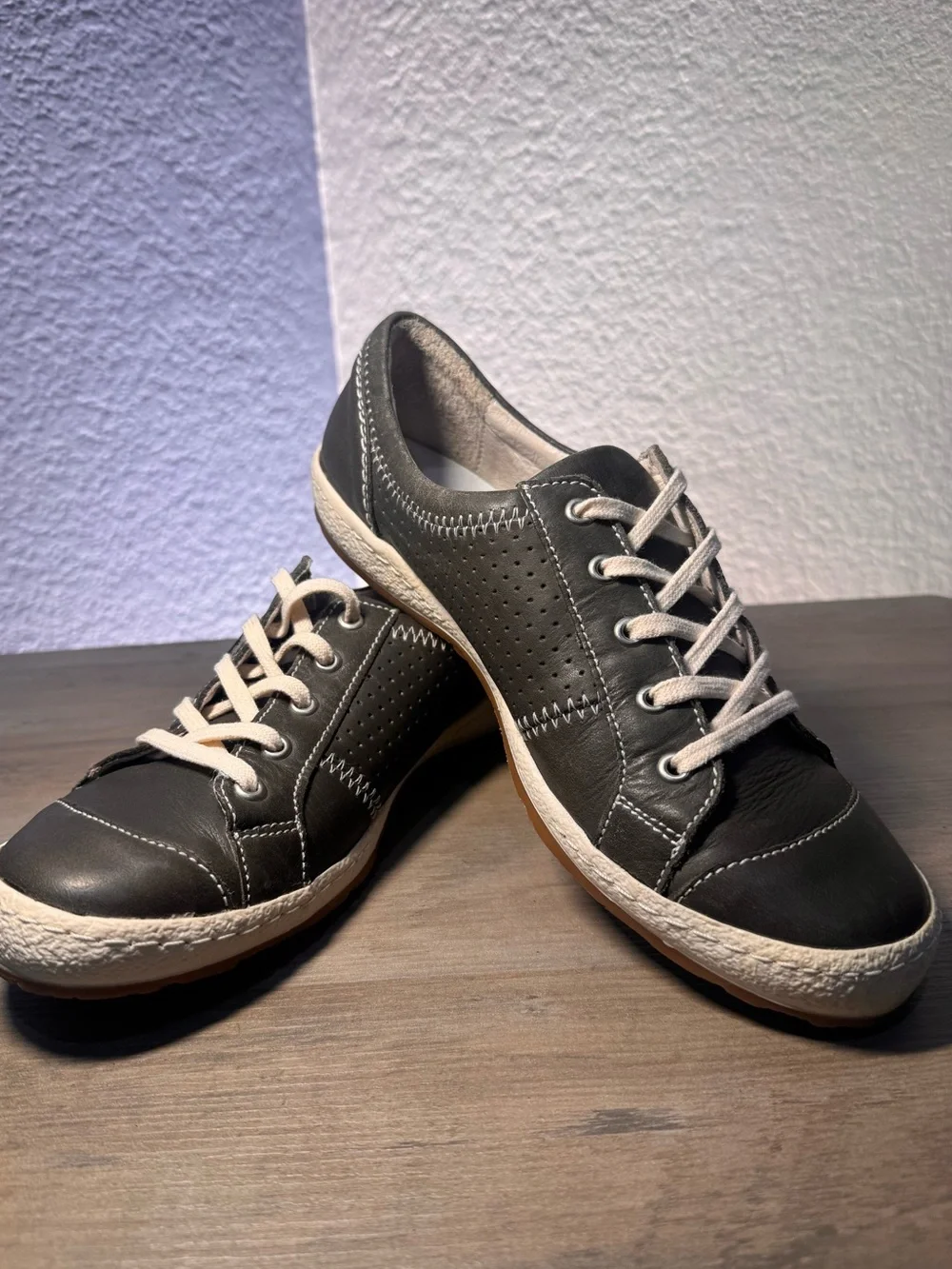 Josef Seibel Leather Comfort Sneakers Gray EU 38 US 7.5 Lace Up