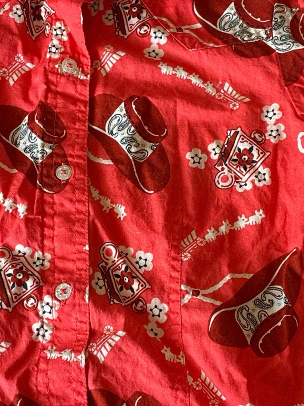 Cruel Girl Red Western Print Button-Down Shirt