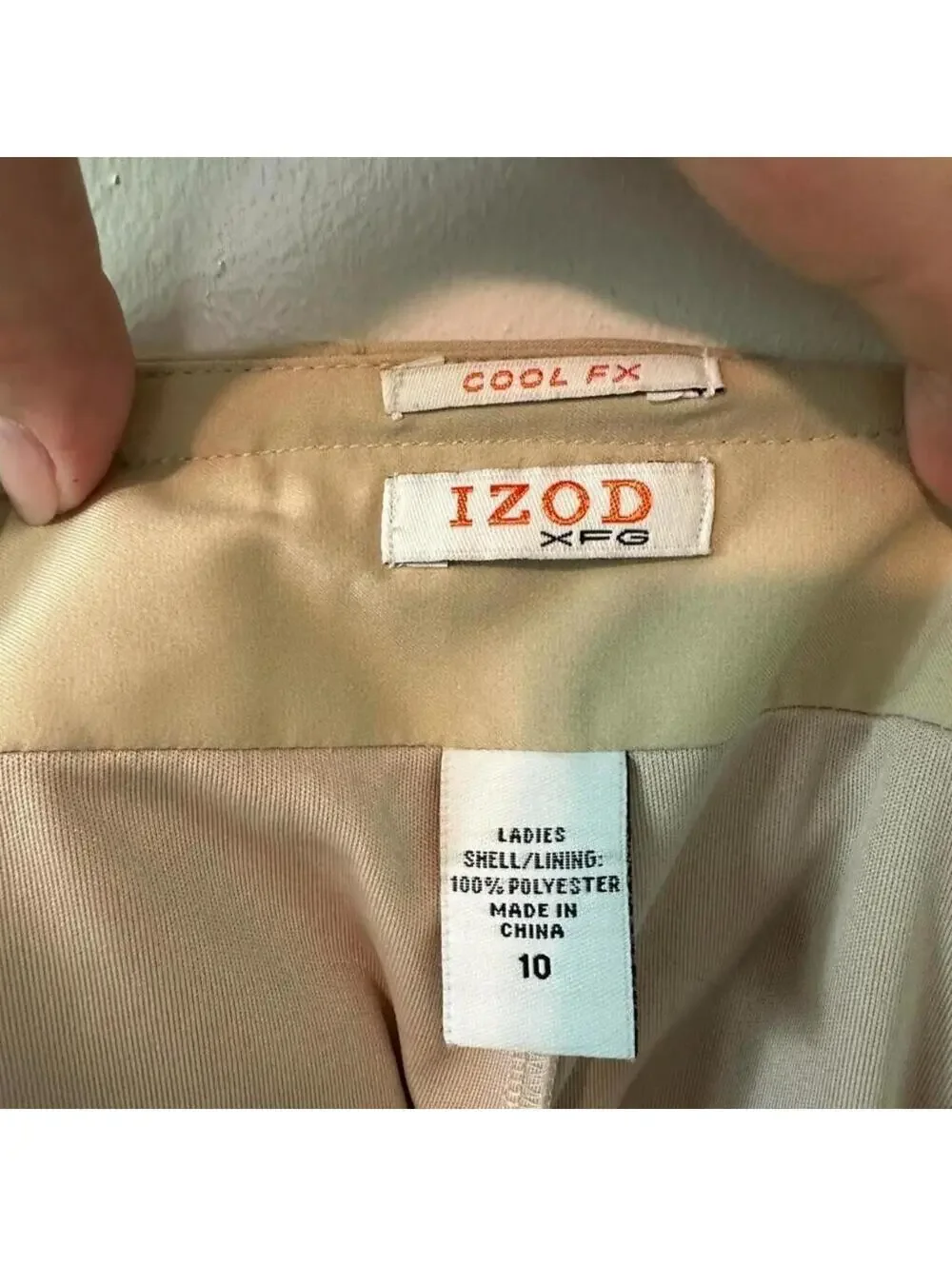 Izod Cool FX Tan and Cream pleated mini skort- size 10