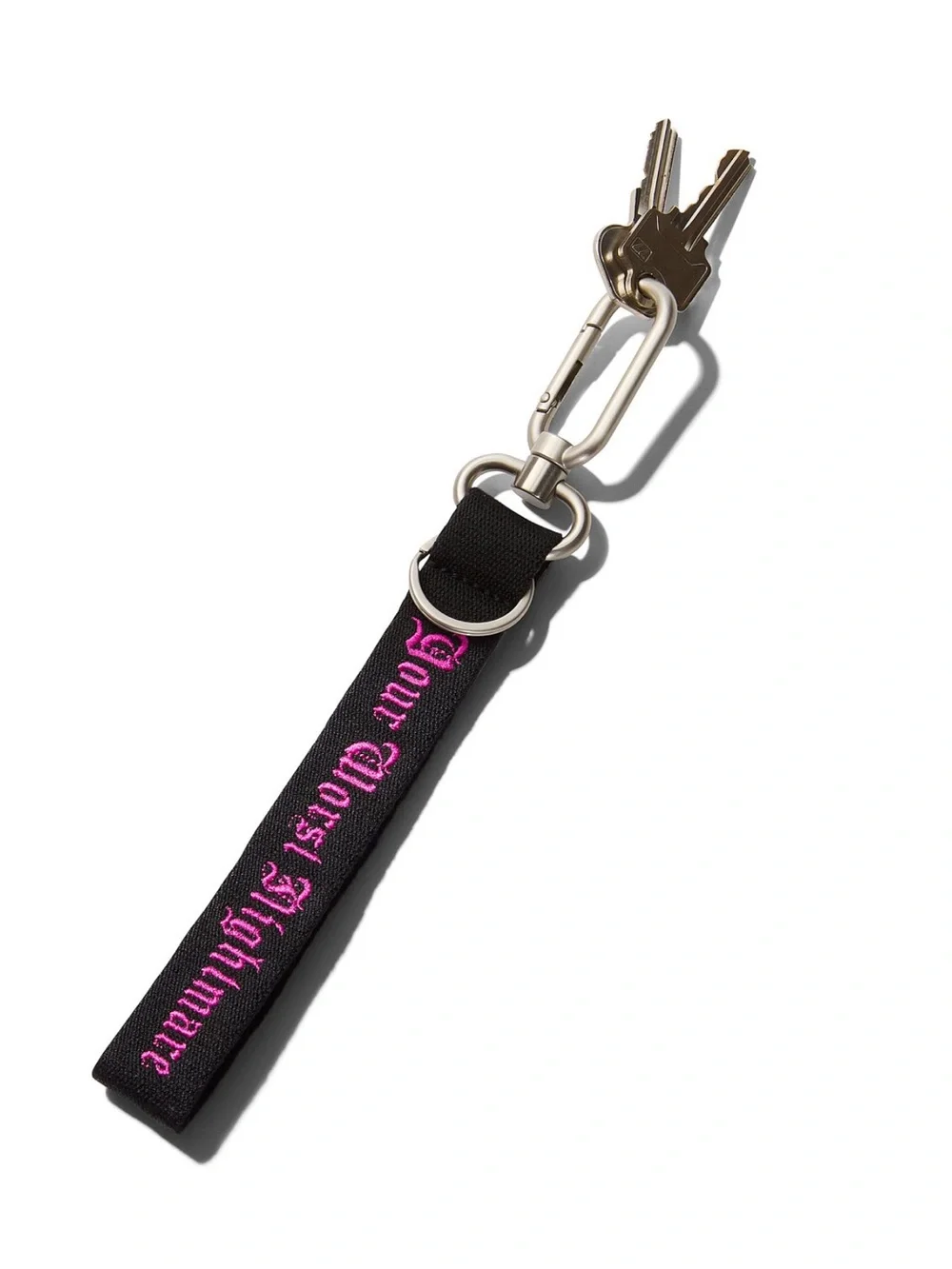 VS PINK YOUR WORST NIGHTMARE LOGO  BLACK WRISTLET STRAP KEYCHAIN HALLOWEEN 2026