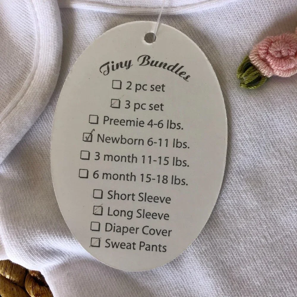 New 6 Mo Tiny‎ Bundles 3Pc Pink Rosebuds Hat T-shirt Pants Infant Baby Roses