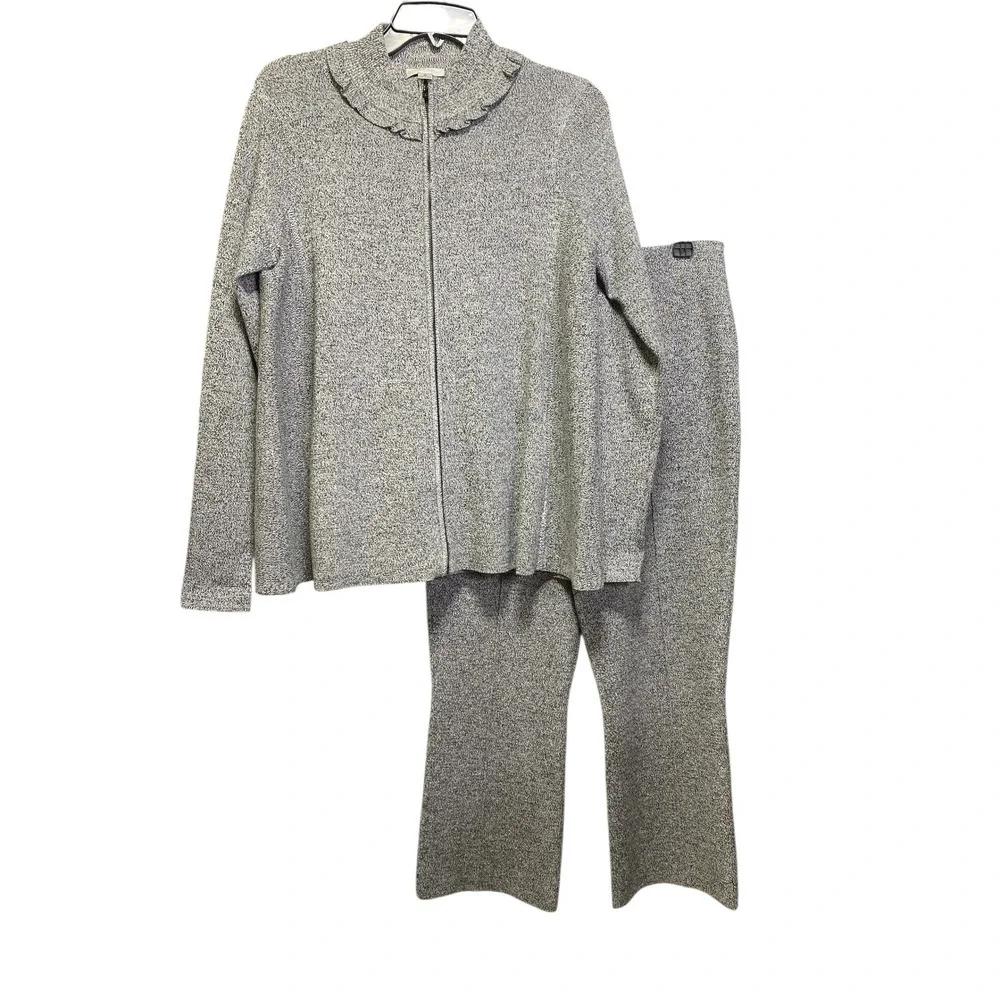 Per Se by Carlisle Women's Knit‎ 2 Piece Pant Suit Set Small S Gray