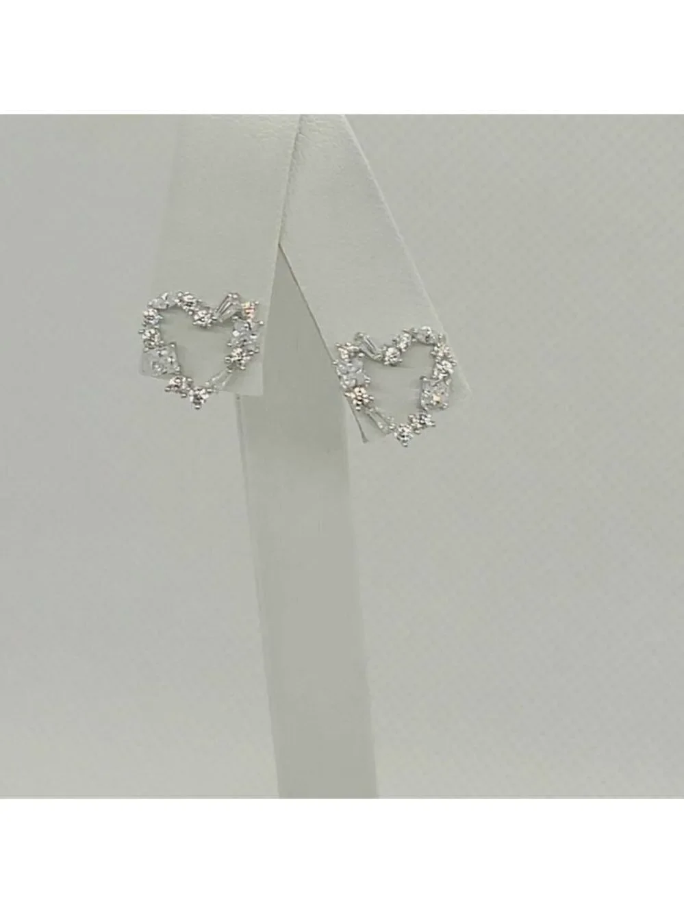 Brand New Sterling Silver 925 Heart With cubic zirconia Stones  Earrings