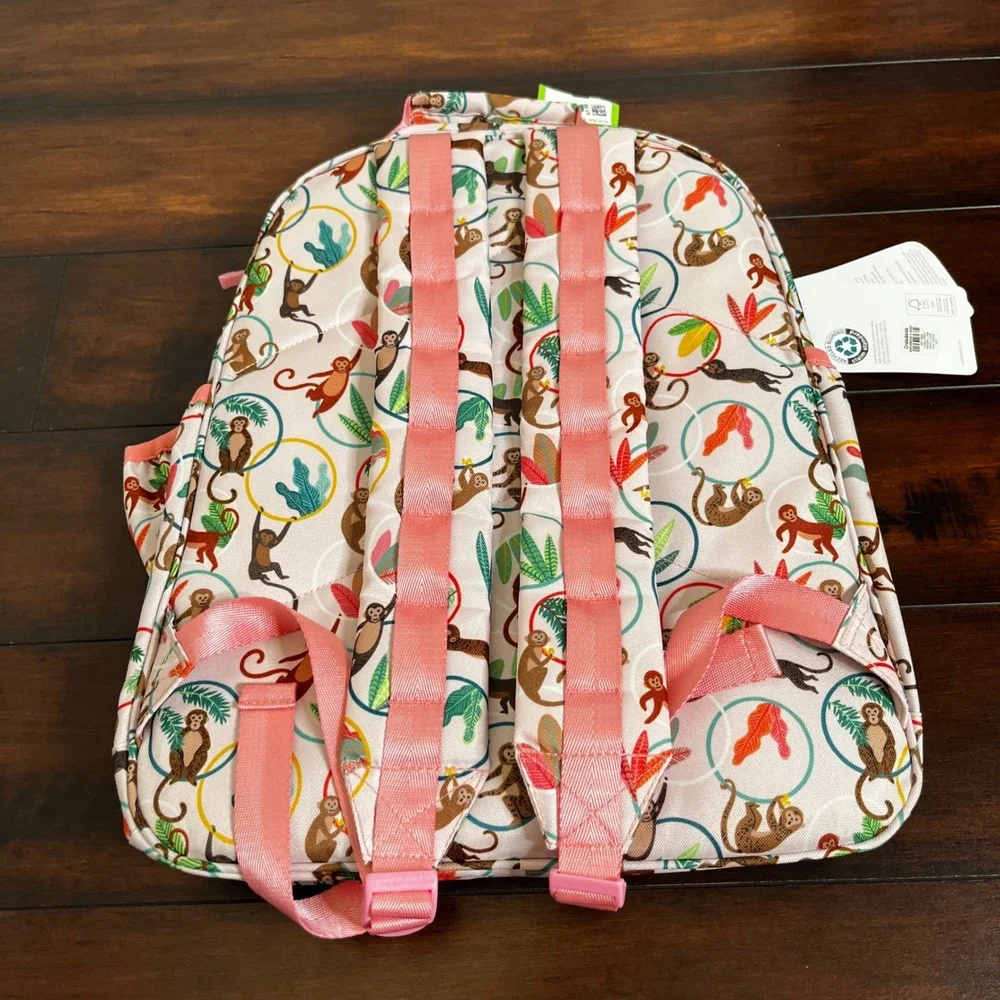 NWT Crate and Barrel Crate & Kids Cheeky Monkey Kids Backpack Side Pockets Large