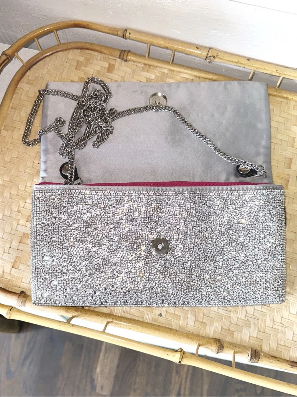 Betsey Johnson Women’s All Eyes on Me Rhinestone Clutch in Silver