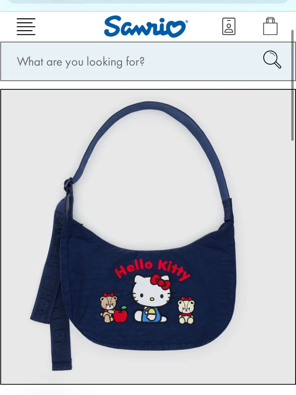 Hello Kitty x BAGGU Medium Nylon Crescent Bag