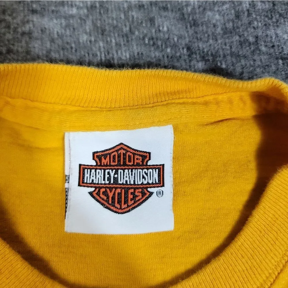 Harley-Davidson Eagle Graphic T-Shirt Medium Yellow Roadrunner San Benito Texas