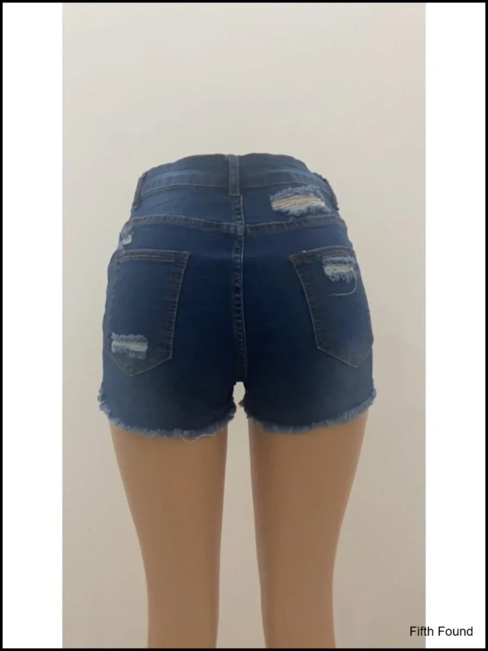 Mid Rise Stretch Ripped Denim Jean Shorts Frayed Raw Hem Distressed
