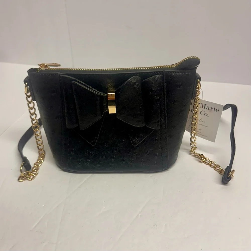 Crossi Black‎ Bow Accent Crossbody Bag