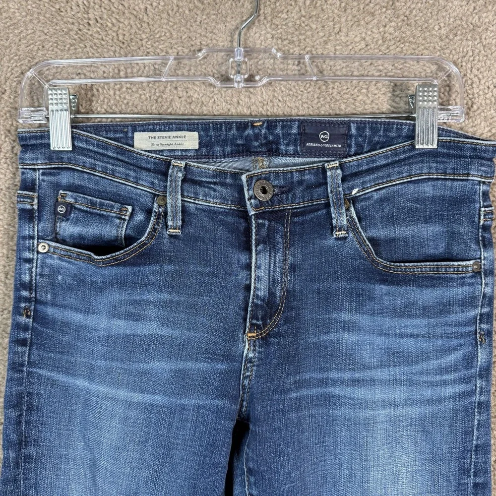 AG Adriano Goldschmied Stevie Ankle Jeans Womens 27‎ Blue Slim Straight Denim