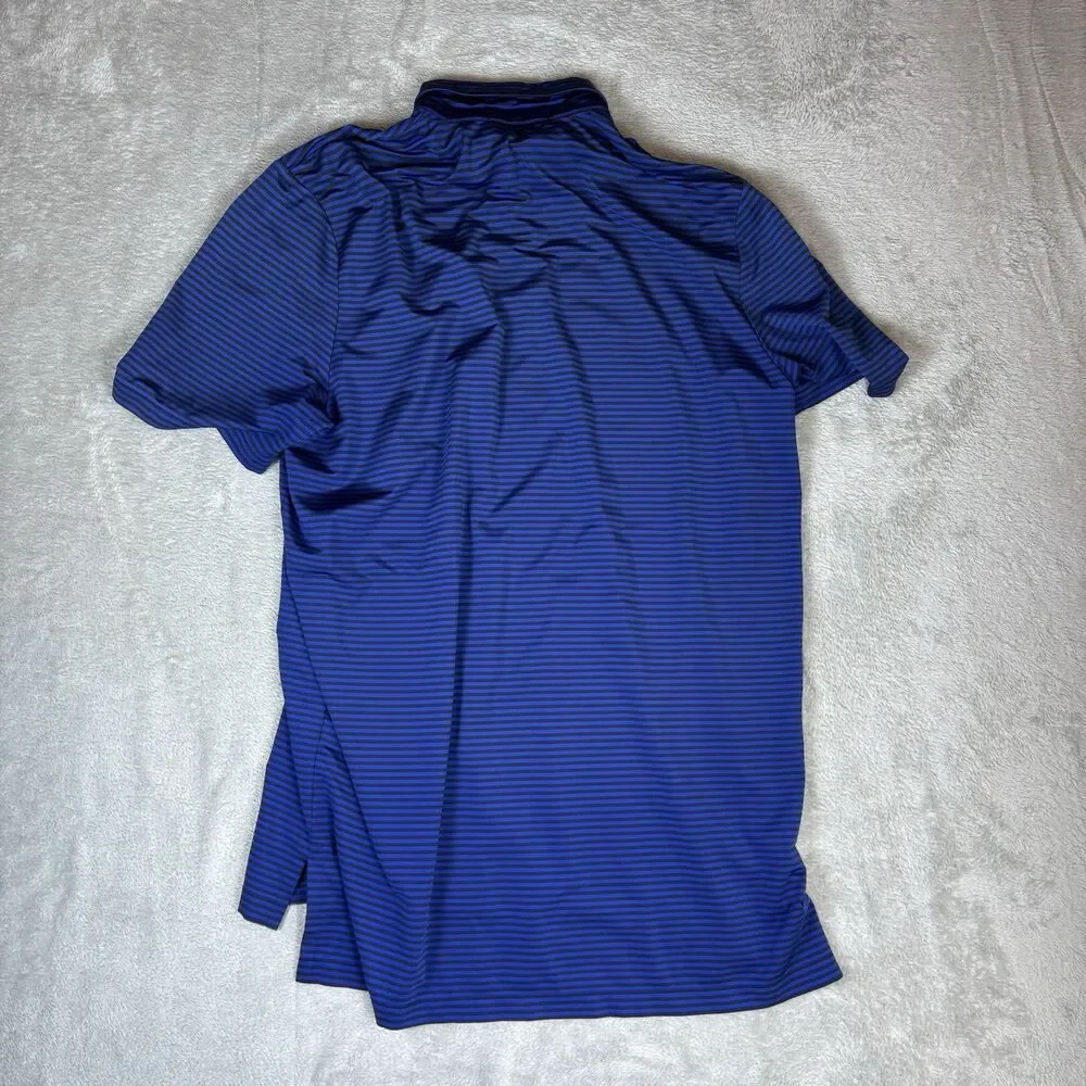 RLX Ralph‎ Lauren Polo Shirt Mens Large Blue Black Striped Golf Performance