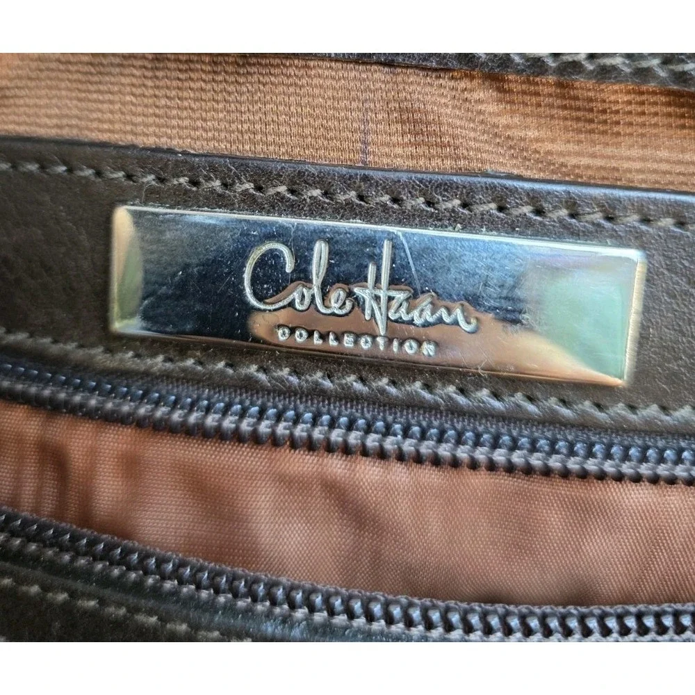 Cole Haan Genevieve Large Woven Leather Tote Bag in Brown with Detachable Strap‎