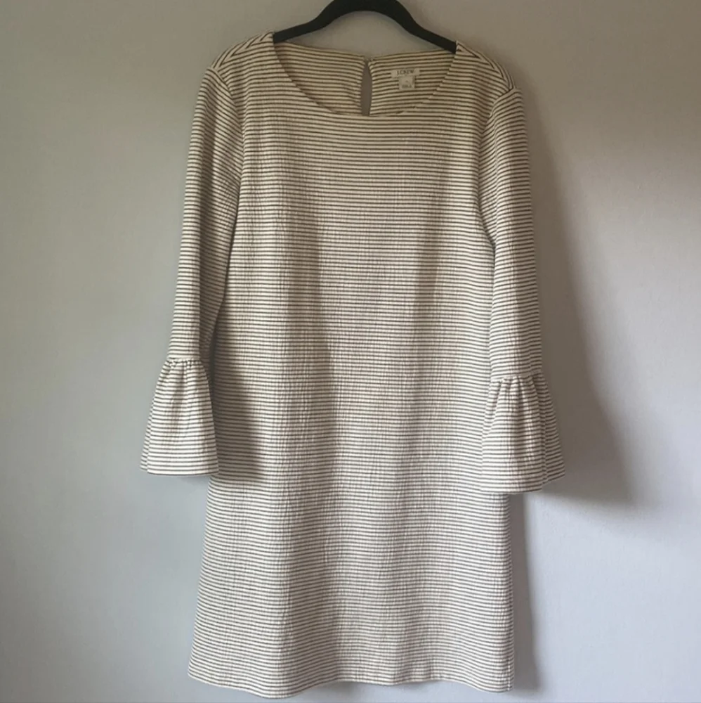 J. Crew Stripe Ruffle Bell Sleeve Mini Dress