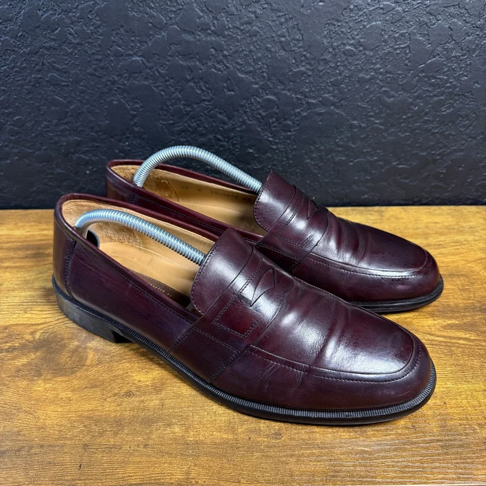 Johnston & Murphy Handcrafted 15-1873 Burgundy‎ Leather Penny Loafer Mens 10 M