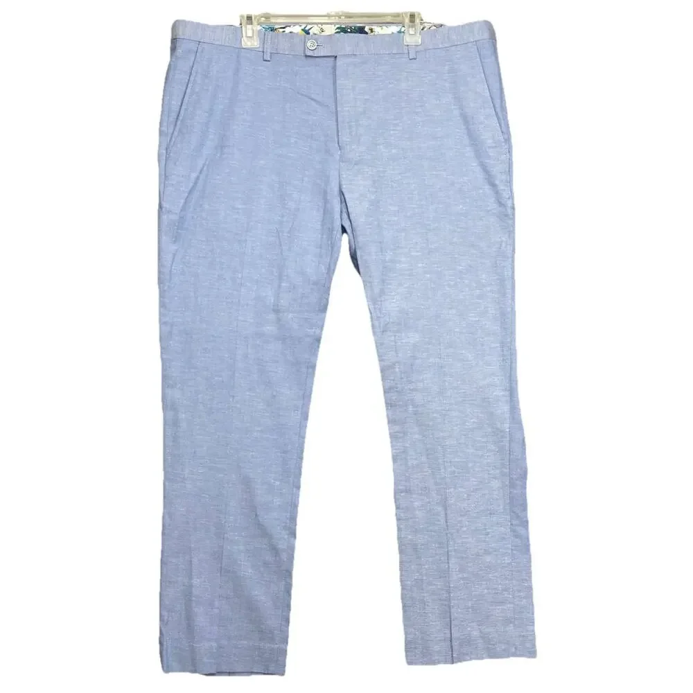 NWT Men PAISLEY & GRAY Slim Fit Linen Blend Pants‎ Tag 40/32, Actual 42/31 Blue