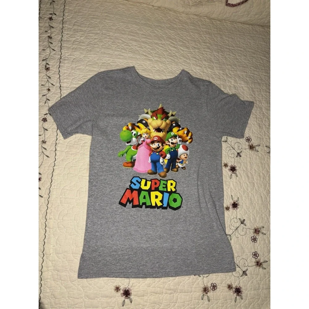 Nintendo Super Mario T-Shirt‎ Mens XL Gray Excellent Graphic Group Characters