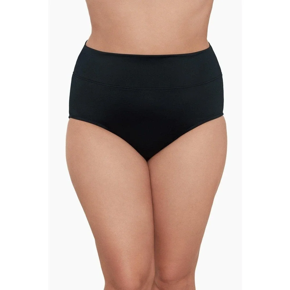 Trimshaper‎ Black Swim Bottom Yoke-Top Brief, Black 18W
