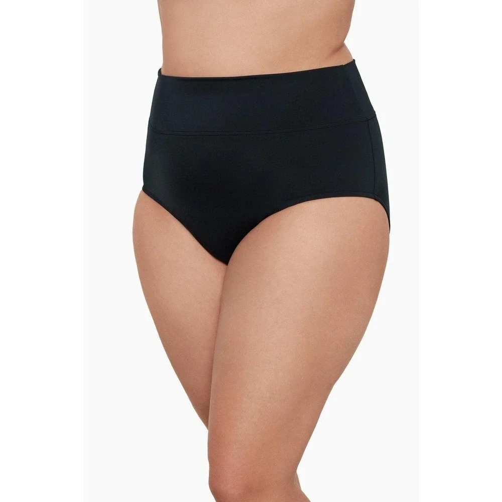 Trimshaper‎ Black Swim Bottom Yoke-Top Brief, Black 18W