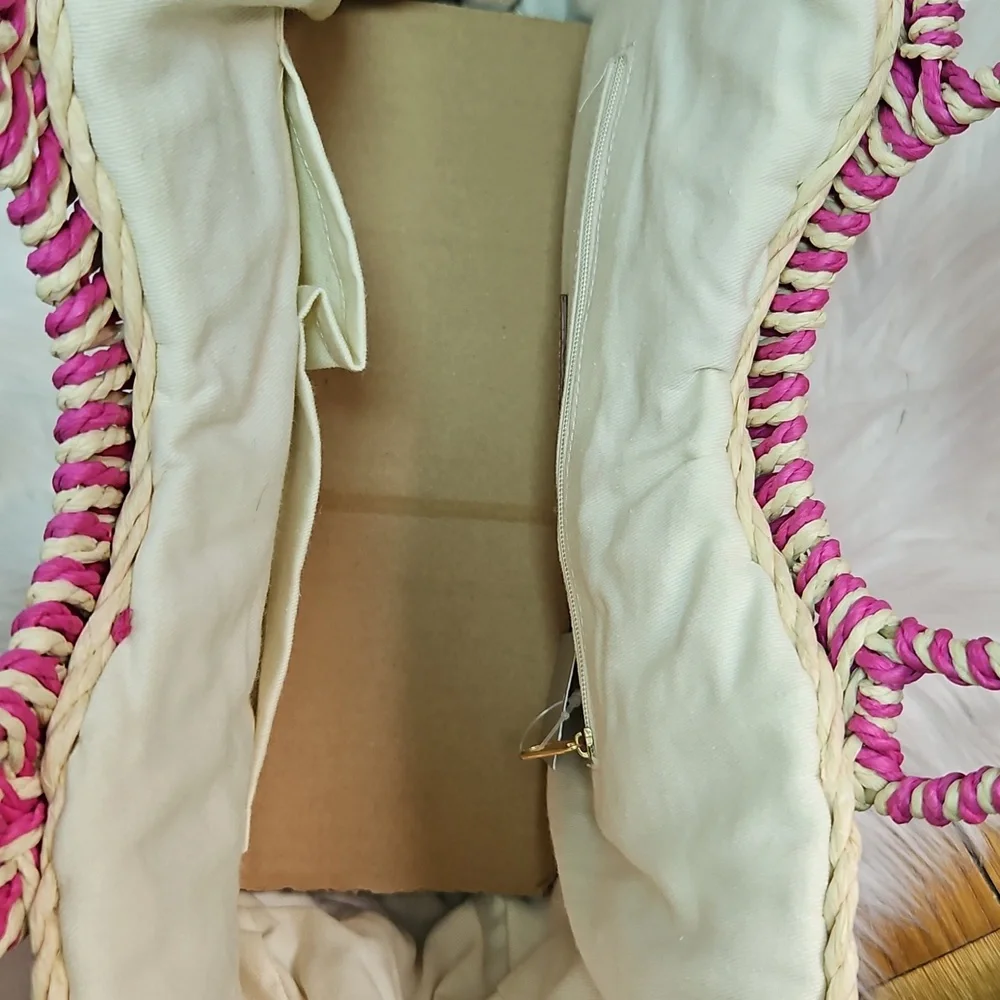 Nordstrom Pink and Cream Woven Tote